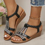 Shoes for Women Summer Women Wedge Bohemia Rhinestones Casual Platform Sandals Female Peep Toe Outdoor Beach Shoes 2026
