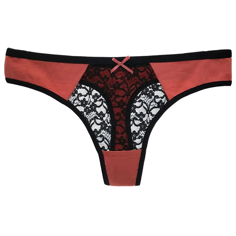 Women Sexy Lace Panties Low-waist Underwear Hollow Thong Female Breathable G String Lingerie Temptation Bikini Plus Size