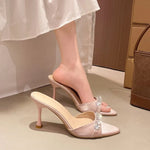 Women's Slippers 2026 Summer New Square Head Female Design Luxury Rhinestone Female High Heels