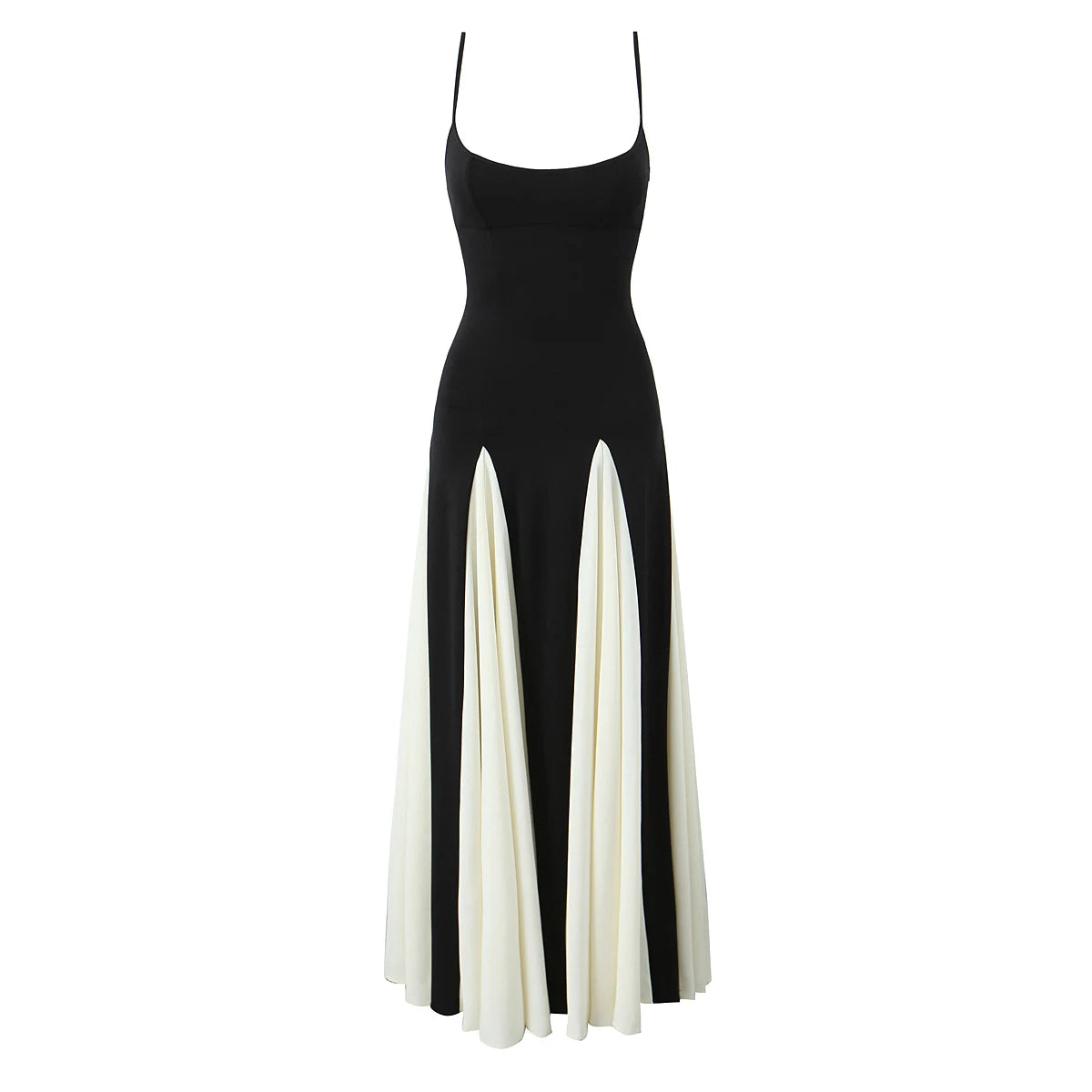 Foridol Black Beige Patchwork Summer Women's Dress Spaghetti Strap A-line Pleated Party Vestidos Sleveless Beach Casual Dress