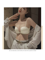 Front Button Underwear Women's Small Chest Pull Up To Show Large Summer Thin Collection Breast Anti-sag White Thin Strap Bra
