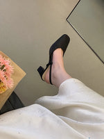 Summer Closed Toe Sandals Buckle Strap Summer Heels Mary Jane Thick Heels French Shallow Lolita Sandals OL Dress Shoes New 2026