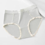 Simple Versatile Color Contrast Ladies Mid Waist Skin Friendly Panties Summer Breathable Cotton Crotch Soft Comfortable Briefs