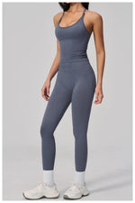 Summer Seamless Yoga Sets Women Outdoor Slimming Sports Tank Top High Waist Hip Lifting Leggings Gym Fitness Suits Tracksuit