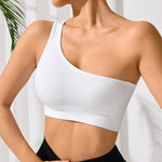 Women's Yoga Running Fitness Tops One Shoulder Sexy Strap Sports Tank Top One Shoulder Tight Solid Colour Running Underwear