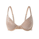 Women's Sexy Front Closure Push Up Bra Seamless Smooth Bra with underwire Makes Chest Look Smaller Lingerie beige