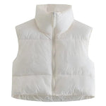 Women Winter Warm Crop Waistcoat Sleeveless Stand Collar Double Sided Lightweight Puffer Vest 2022 Streetwear