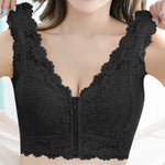 Zipper Sexy Lace Bras For Women V Neck Push Up Padded Brasiere Tops Hollow Out Bralette Breathable Comfortable Women'S Underwear