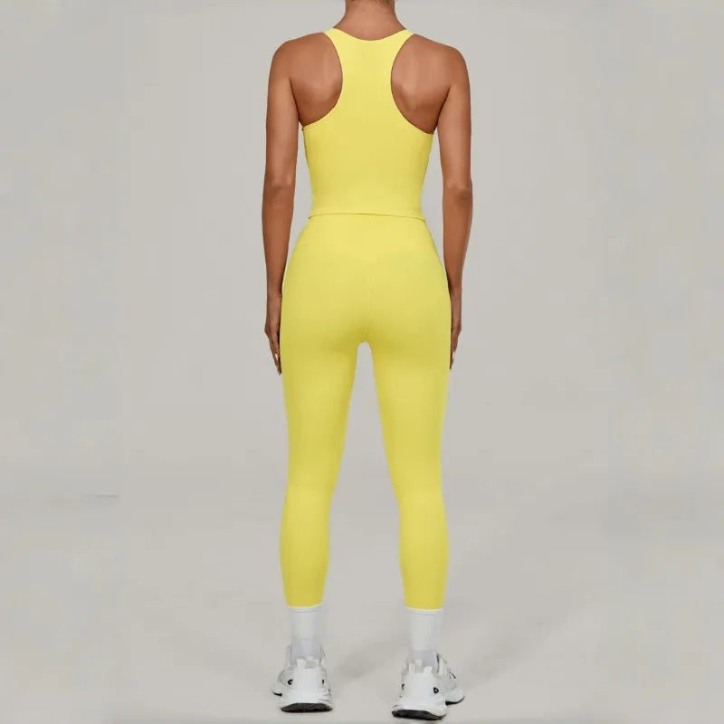 Women's Seamless Yoga Sets Sports Fitness Beauty Back Vest Hip-lifting Pants Slim-fit Suits Running Workout Gym Training Sets