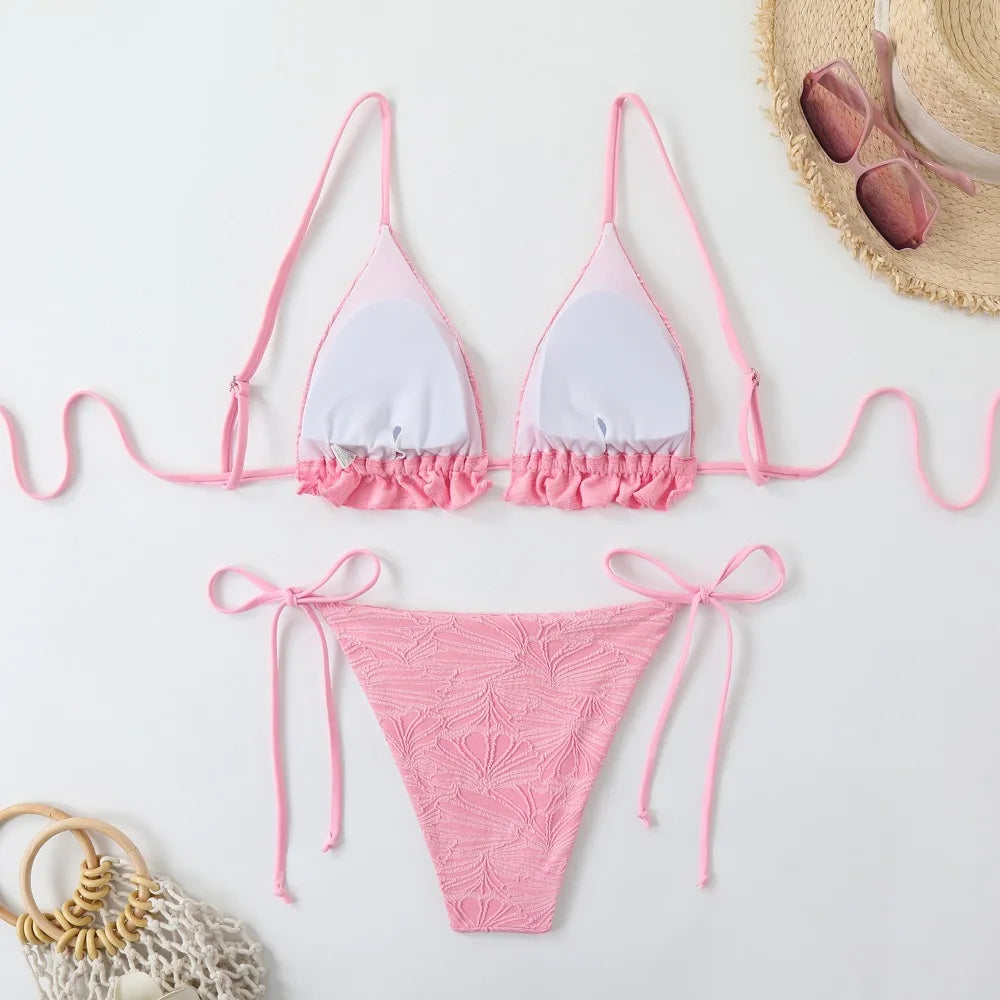 Sexy String Bikini 2026 Two Piece Mint Green Swimsuit Female Swimwear Women Thong Bikinis Set Bather Beachwear Bathing Suit Pool