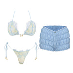 3Pc Lace Bikini With Cover Up 2026 New Swimwear Women Swimsuit Sexy Bikinis Female Swim Suit Beachwear Bathingsuit Micro biquini