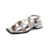 Summer New Model Fashion Middle Heeled Women's Sandals Black Buckle Open-toe Comfortable Hollow-out Women's Shoes High 3.5cm