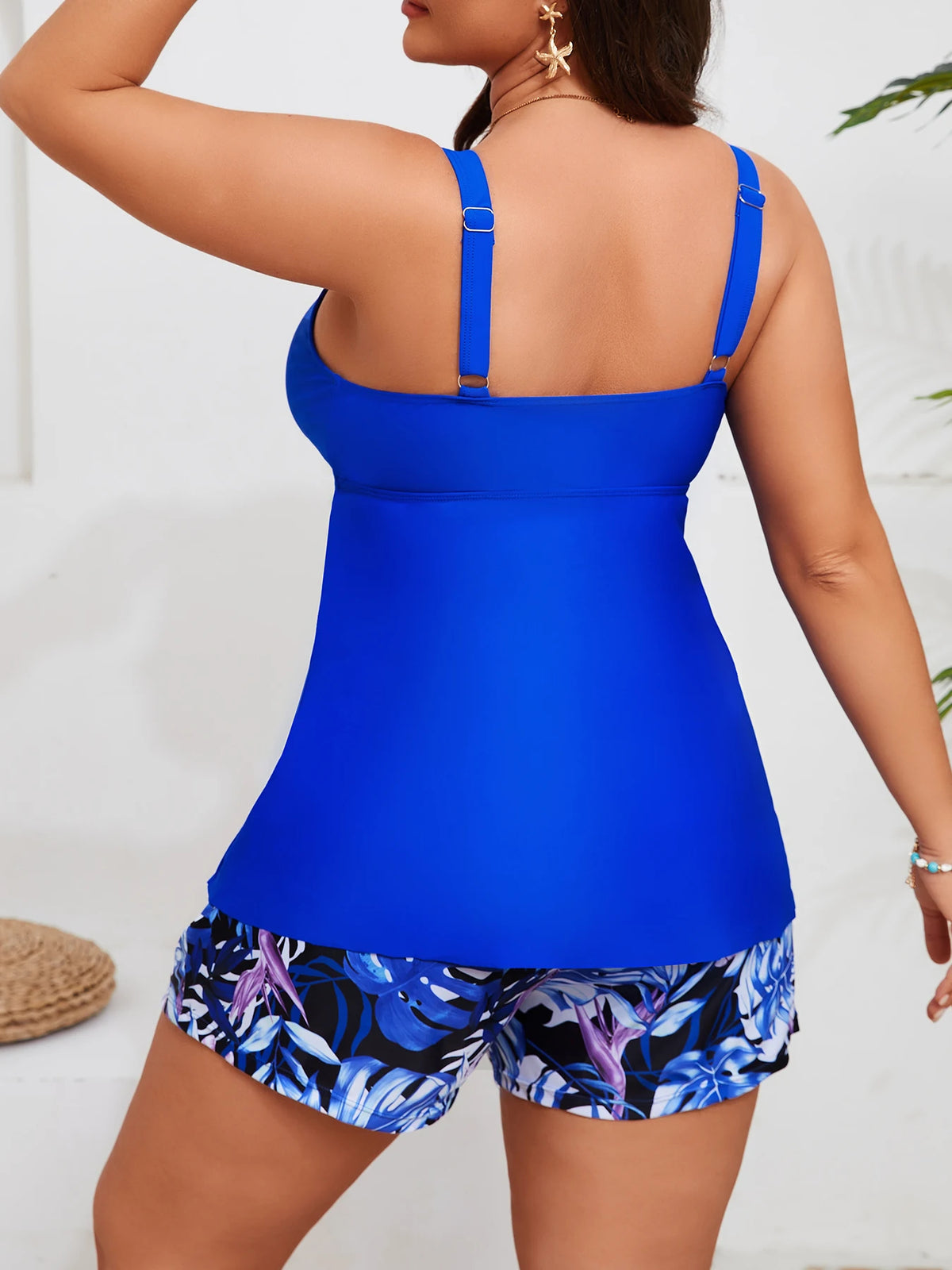 2026 Tankini With Pocket Large Plus Big Size Floral Swimsuit Women Two Pieces Swimwear Female Bathing Swimming Swim Suit 0XL-5XL