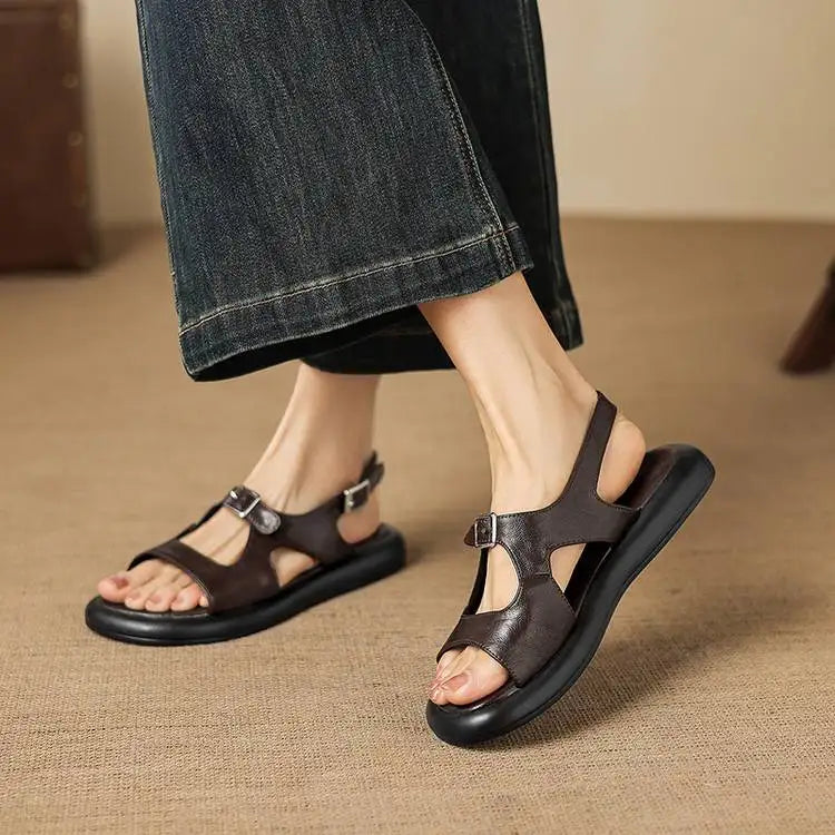 Spring and Summer New Model Fashion Low Heel Women's Shoes Fish Mouth Open-toe Buckle Casual Student Women's Sandals High 2.5cm