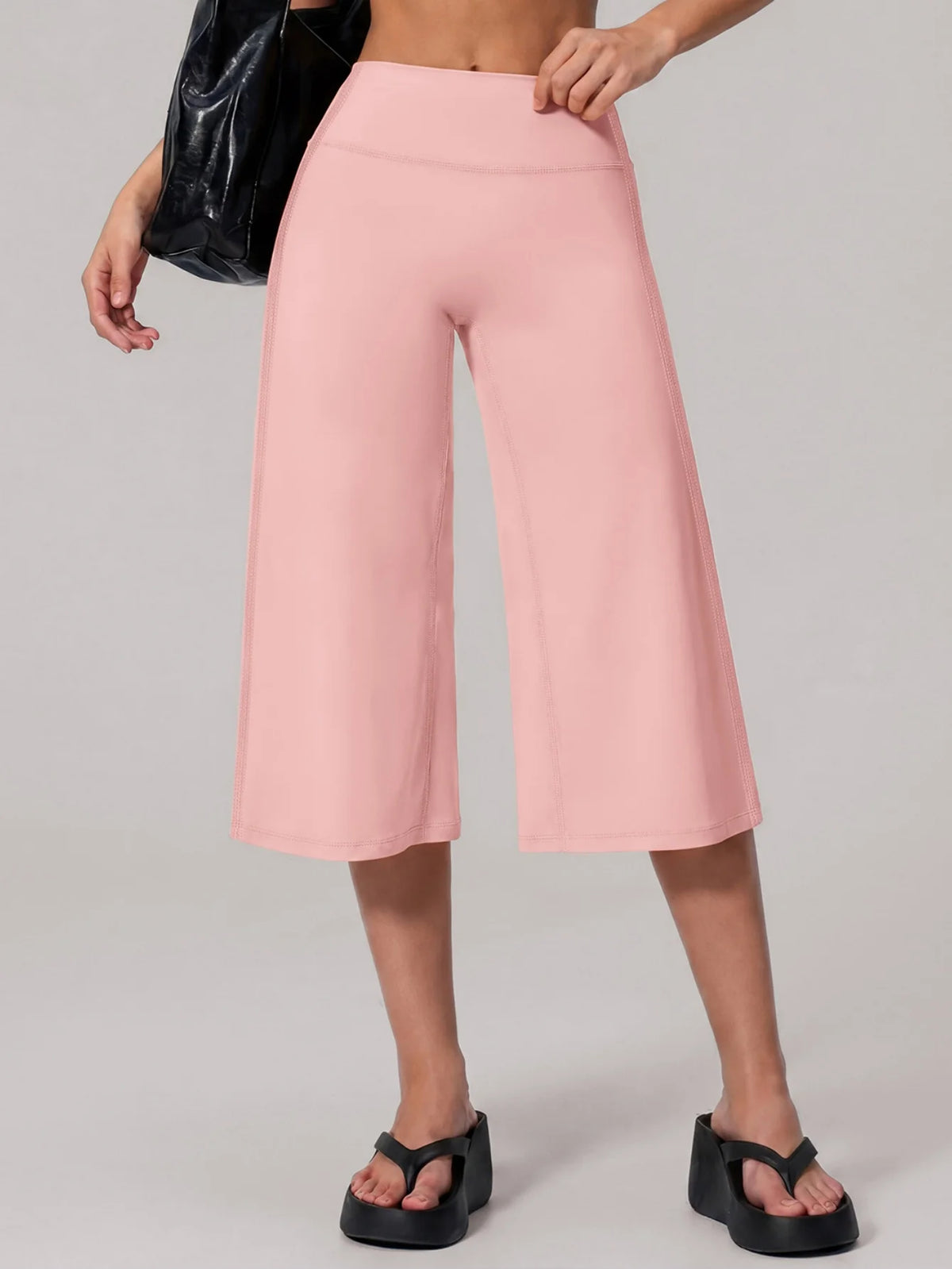 Summer New Yoga Mid Pants for Women Quick Drying Solid High Waist Loose Fit Yoga Trousers Gym Running Fitness Exercise Leggings