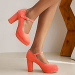 2026 Plus Size 33-45 Elegant Nude Ankle-strap Pumps Office Lady Classic Black High Heels Shoes Women Red Platform Party Shoes