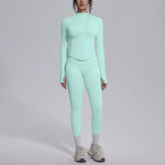 Women's Seamless Yoga Sets Sports Fitness Zipper Long-Sleeve Jacket Slim-fit Hip Lift Pants Suits Workout Training Gym Sets