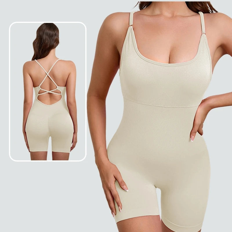 WAREBALL Yoga Set JumpSuits Sportswear Women Fitness Rompers Sexy One Piece Strap Tummy Control Padded Sports Bra Workout
