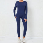 Women's Seamless Yoga Jumpsuits Backless Sexy Long-Sleeved One-Piece Butt-Lifting Gym Nude Feel Workout Gym Training Bodysuits