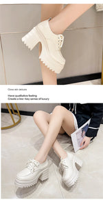 Spring Women Pumps Black Loafers Chunky 10CM High Heels High Platform British Autumn Ladies Thick Bottoms Shoes 2026 New