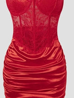 Hot Girls Slim Spaghetti Strap Mini Dresses Women Sexy See Through Flower Lace Fold Package Hip Bodycon Short Dress Club Vestido