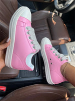 2025 Big Size 44 Women's Platform Skate Shoes Fashion Summer Black Pink Red Lace-up Men Sporty Vulcanize Casual Flat Shoes