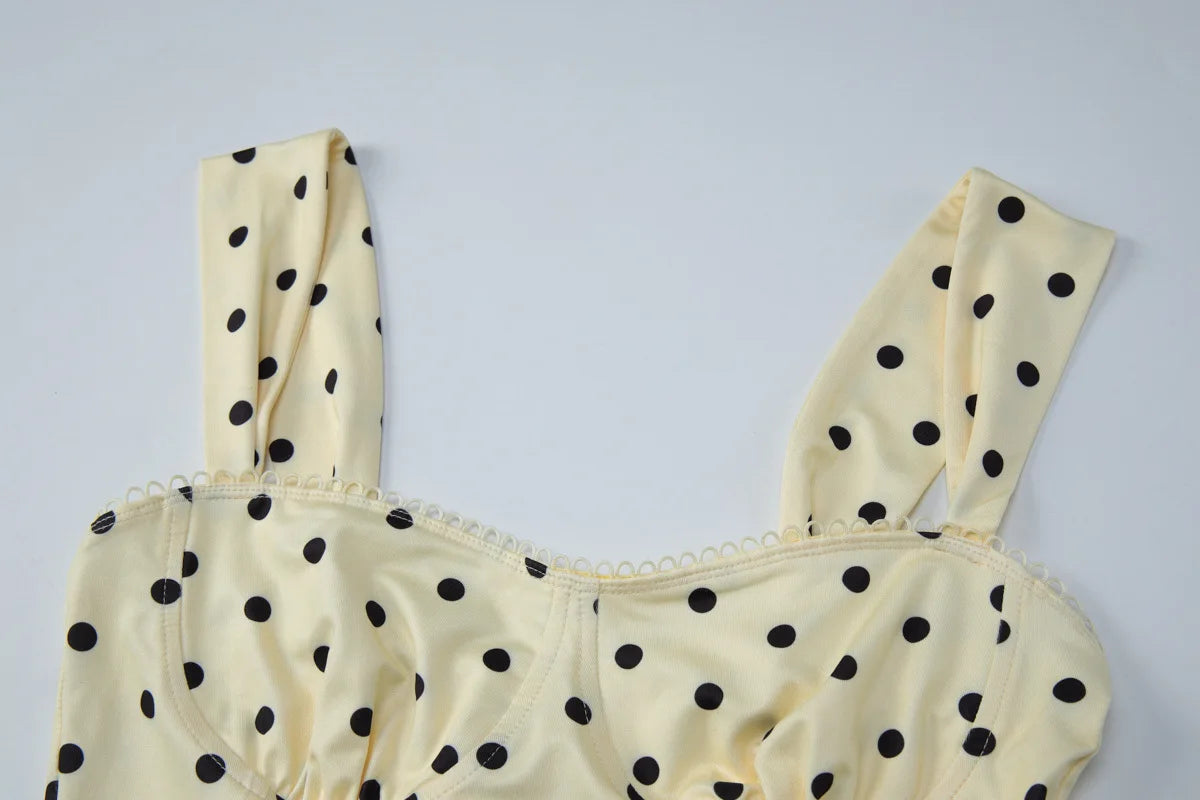 FDYOUI 2026 Summer Women's Polka Dot Camisoles Fashion Sexy Sleeveless T-shirt Backless Slim Corset Female Crop Tops Streetwear
