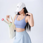 Women Fixed Cup Sports Bra Double Thin Strap Crisscross Back Wirefree Shockproof Yoga Fitness Back Closure Crop Top