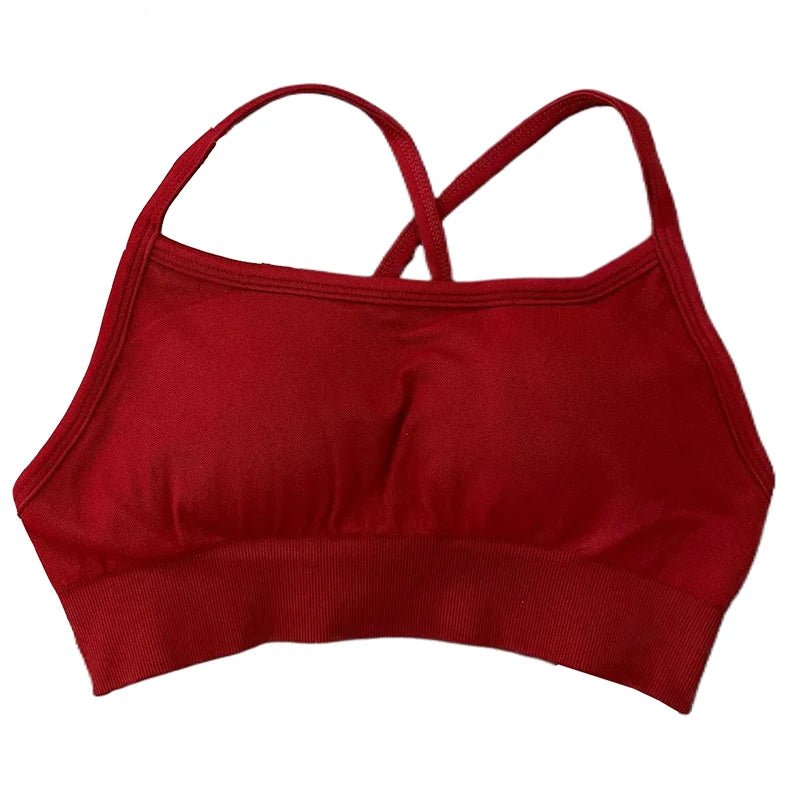 Backless Sports Bra Women Padded Yoga Bra Gym Top High Support Seamless Yoga Tank Top Fitness Crop Top Workout Running Underwear
