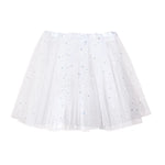 Womens Summer New Tulle Tutu Skirt Elastic Waist Silver Star Print Layered Mesh Mini Skirt Fluffy Carnival Party Dance Skirts