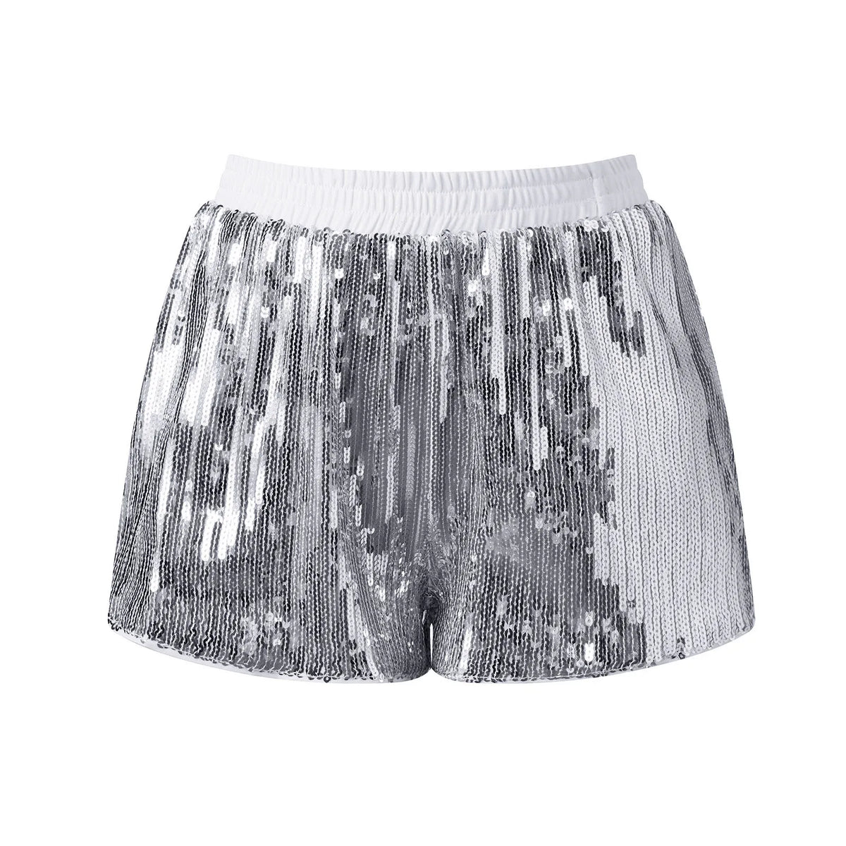 Women's Solid Color Sequin Mini Shorts Summer Fashionable Elastic Waist Going Out Micro Shorts