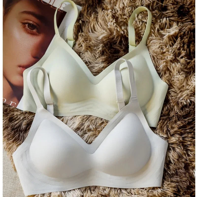 Seamless Push Up Bra for Women Sexy Lingerie Padded Wireless Underwear Support Bras Thin Shoulder Strap Comfort Intimates