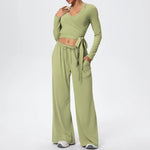 3 Pcs Women's Seamless Yoga Set Sports Fitness Gym Slim-Fit Long Sleeve & Tank Top Suits Workout Running Training Sets