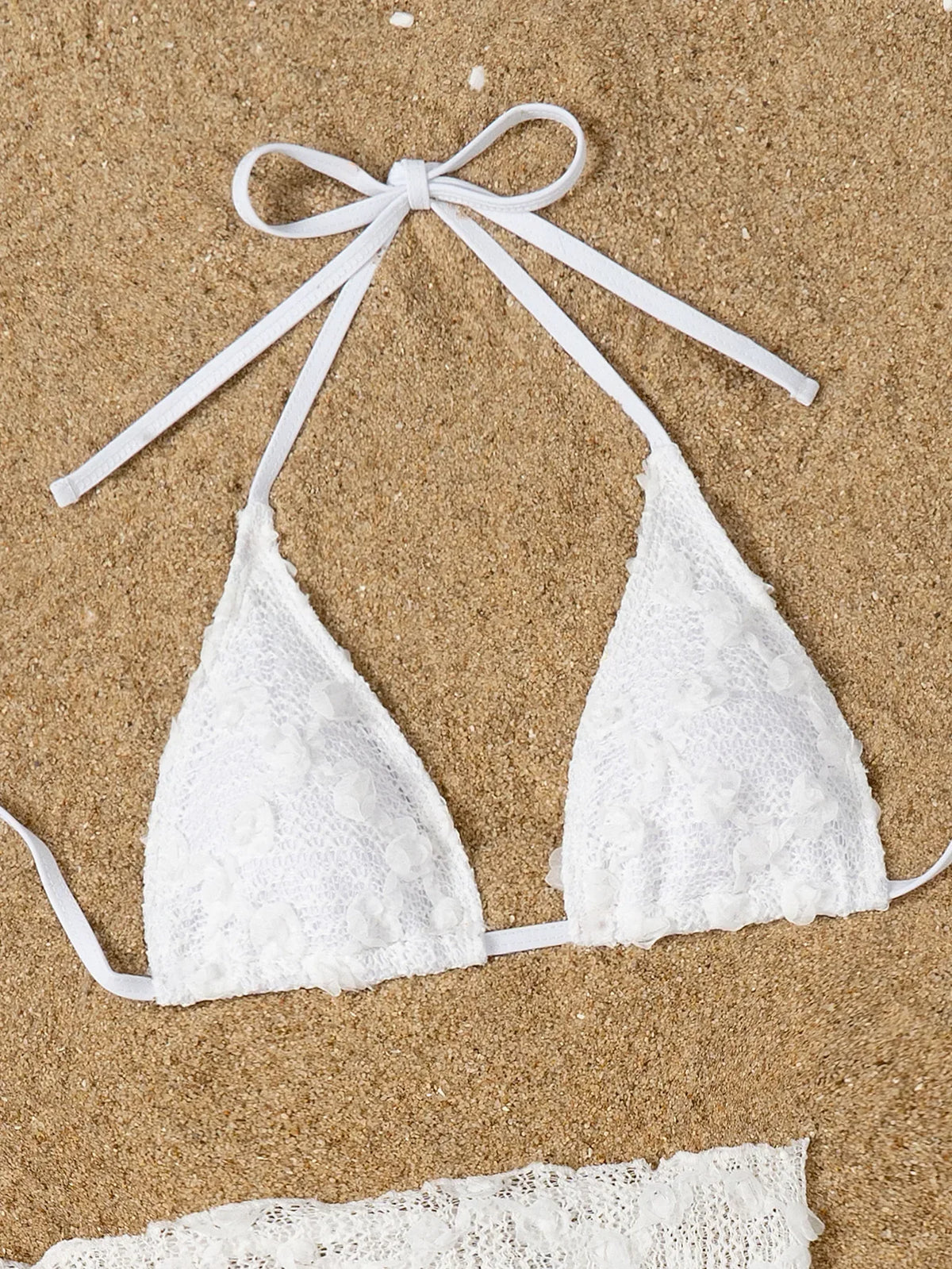Sexy White Cover Up Skirt 3 Piece Bikini Women Lace Bandage Thong Swimsuit 2025 Beach Push Up Bathing Suit Swimwear Biquini