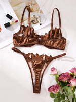 Embroidered Print Pajama Set - A Set Featuring a Floral Design Suitable for Women, a Sexy Bra ZA824031
