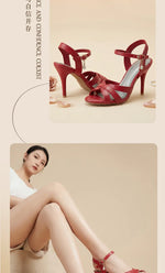 2026 Summer New Women's Metallic High Heel Sandals Ankle Strap Crystal Buckle Stiletto Heels Sexy Party Wedding Prom Dress Shoes
