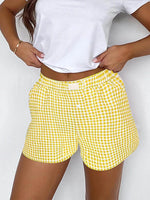 Teen Girls Plaid Shorts Elastic Waistband Pull-On Casual Lounge Summer Outfit Red Blue Color Women's Fashion