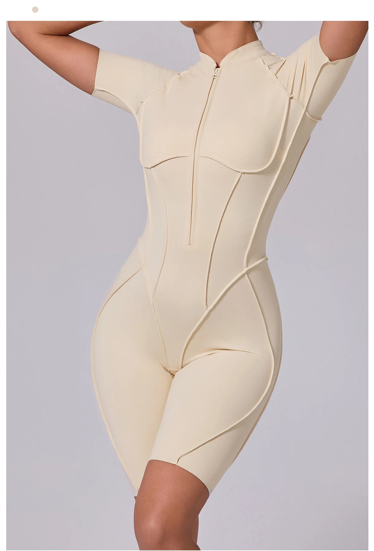 Summer Zipper Workout Jumpsuit Sports Overalls Women Running Fitness Short Sleeve Yoga Bodysuit