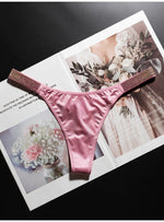 Letter Sexy Panties Women Thongs Rhinestones Diamonds G-string Sports Thong Low Waist Shorts Briefs T-back Fitness S-XL