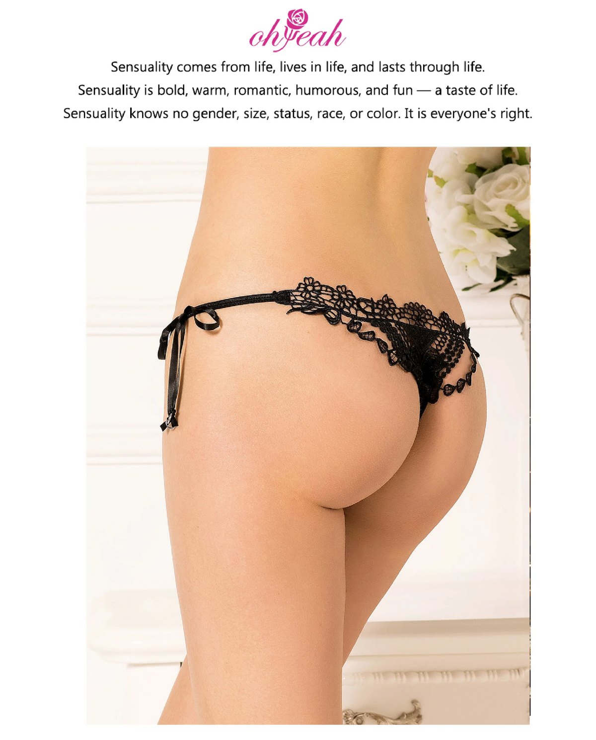 Women‘s Mesh Lace Panties Plus Size M-3XL Sheer Embroidered Flowers Low Rise Sexy Underwear with Ribbon Metal Ring Daily Wear