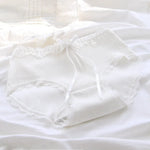 Girls SweetCute Underwear Cotton Lovely Soloid Middle Waist Briefs Young Girl Panties TeenagersWhite Intimates M L XLWhite