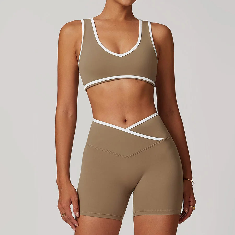 Yoga Set2 Pieces Workout Outfits Fitness Sportswear Gym Tracksuit High Waist Leggings Sports Bra Athletic Wear Women Clothes