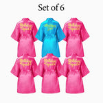 6-12Pcs Spa Girls Party Birthday Squad Robes Girl Kimono Spa Robe Pajama Party Favors Soft Satin Bathrobe for Kid Birthday Decor
