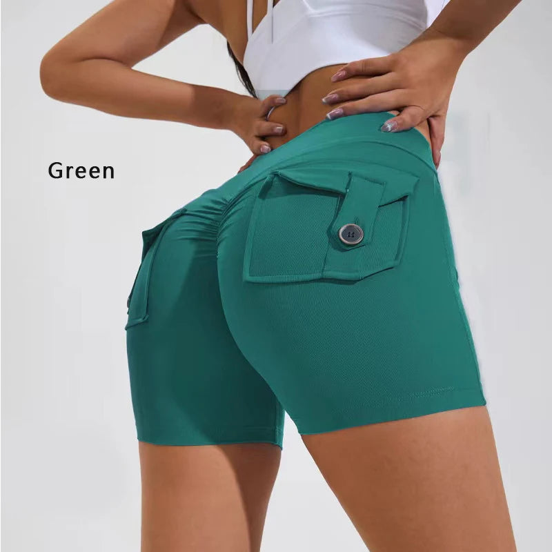 DIAS FIT JOY Tight Women's Shorts Pocket High Waist Lifting Buttocks Quick Drying Yoga Shorts