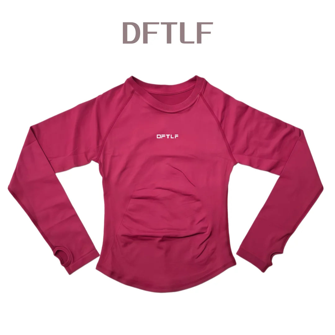 DFTLF Yoga Shirts For Women Long Sleeve Winter Fitness Running Gym Clothes Workout Dry Fit Breathable High Elastic Sports Top
