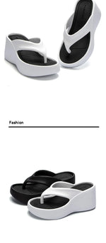 2026 New Women Fashion Slippers Soft EVA Summer Platform Shoes Girls Beach Flip Flops Thick Sole Female High Heel Street Sandals