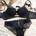 1 Set/French Fashion Women Underwear Set Thin Cup Comfort Bra Set Sexy Lace Flowers Embroidery Lingerie Hollow Push Up Brassiere