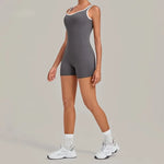 Women's Seamless Yoga Jumpsuits Sports Fitness Gym Sleeveless Backless Hip-lifting Shorts One-piece Training Workout Jumpsuit