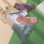 FINETOO 2Pcs/Set Women Cotton Brazilian Panties Plus Size M-2XL Lingerie Sexy Lace Underwear Low Rise Girls Intimates Underpants