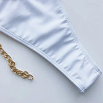 Sexy Metal Chains String High Cut One Piece Swimsuit Women Swimwear Female Monokini Tummy Cut Out Bathing Suit Swim Beach Wear